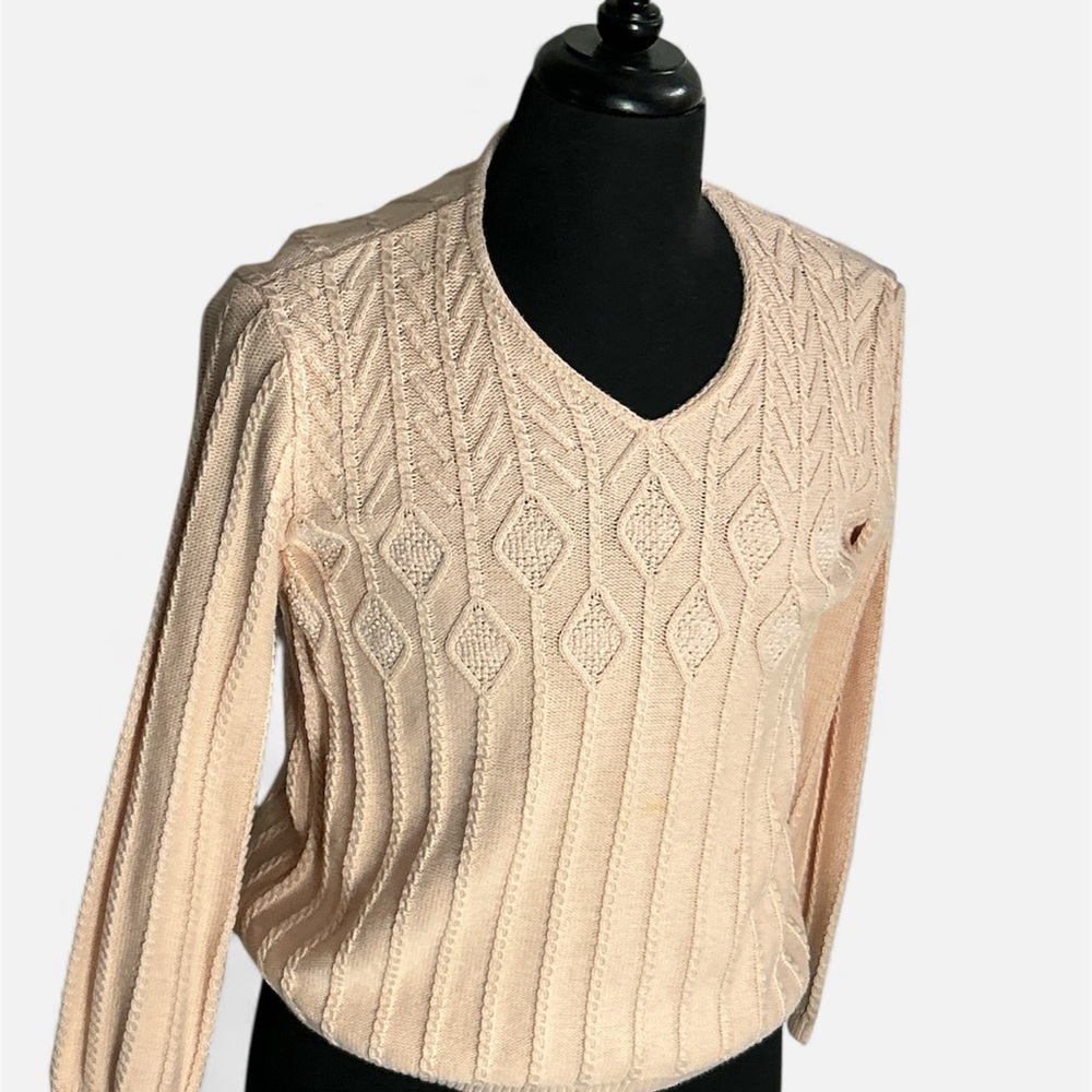Liz Claiborne Soft Pink Cotton V-Neck Sweater Sz Medium